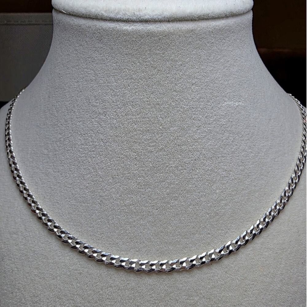 22" 4mm Flat Cuban Curb Link Chain - 925 Sterling Silver 9.62g